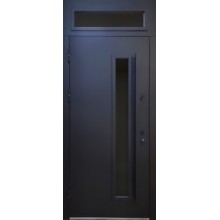 Термодверь с бугельной ручкой и стеклом (отделка порошок и МДФ)